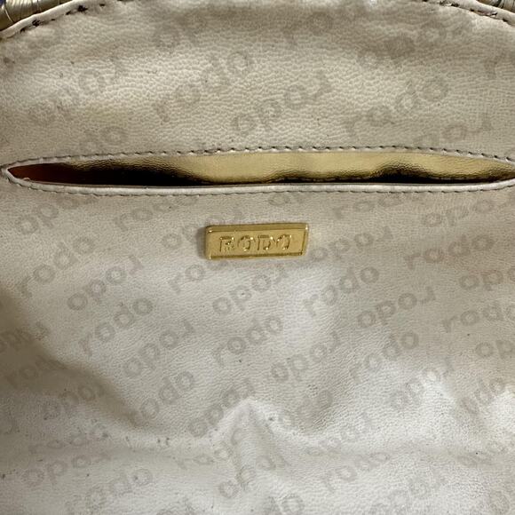 Vintage Rodo Clutch Gold Woven Metal Chain Shoulder Bag Crossbody Evening Luxury - Picture 8 of 14